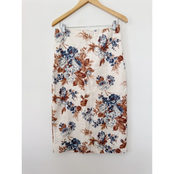 Abercrombie & Fitch Floral Printed Linen Blend Midi Skirt (Read Description) - Picture 4 of 8